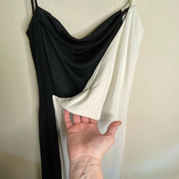 David Meister Vintage B&W Spaghetti Strap Gown Sz 4 - Picture 9 of 12